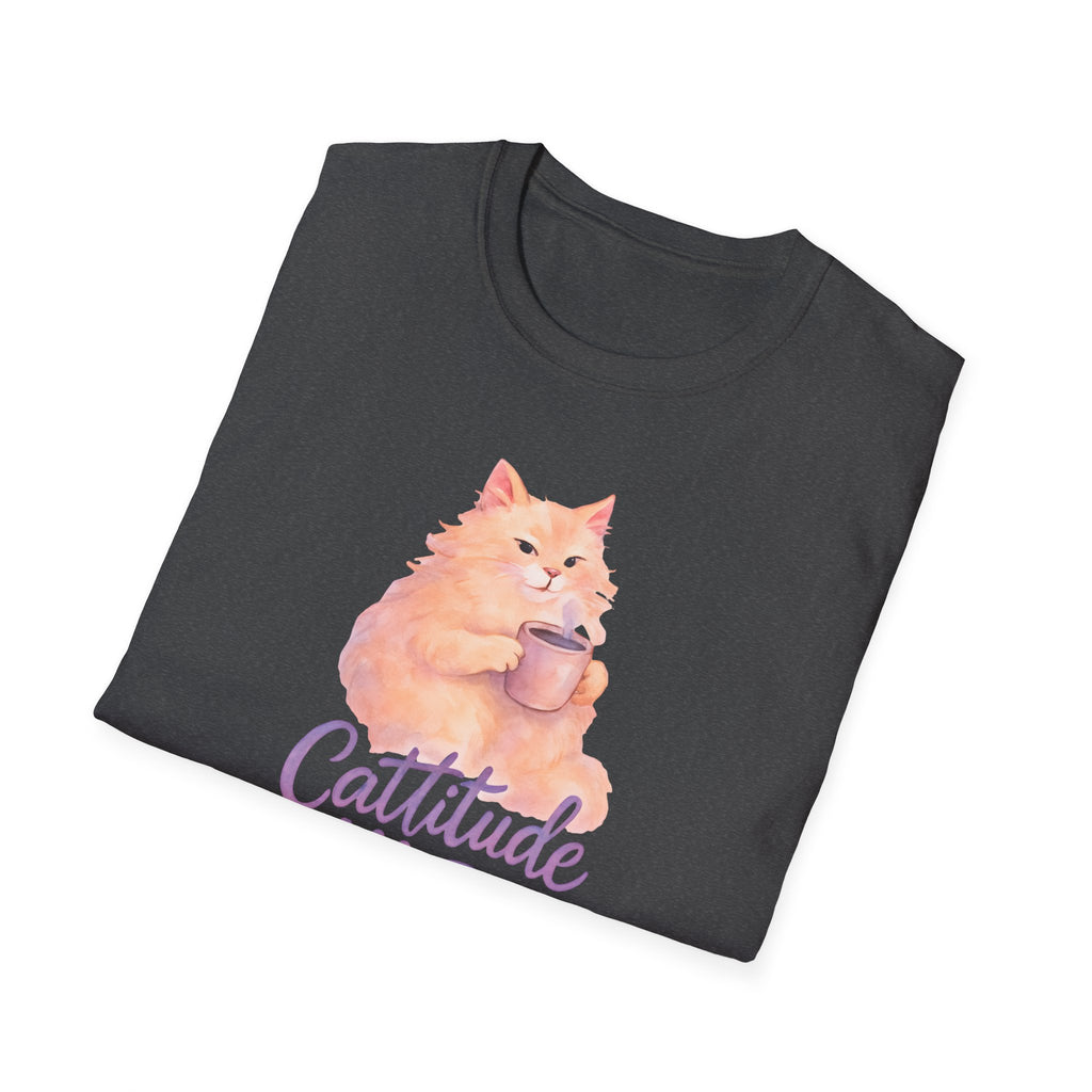 Cat with Coffee Cup T-Shirt
